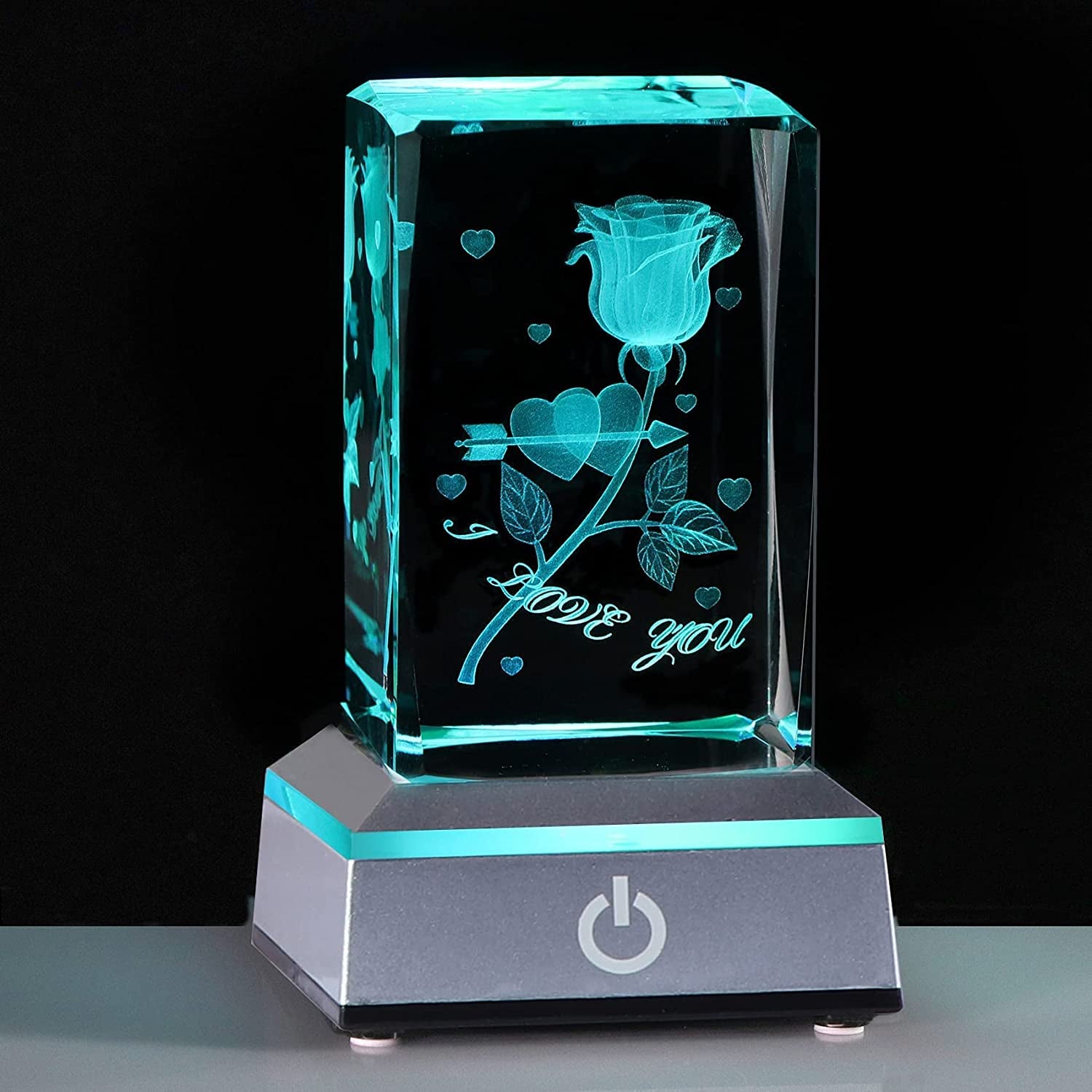 3D Rose Crystal with changing colors