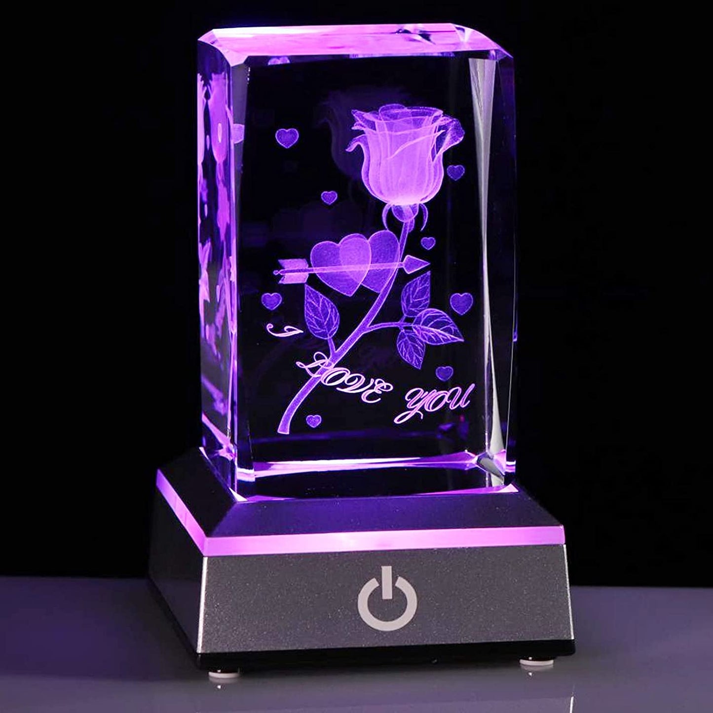 3D Rose Crystal with changing colors